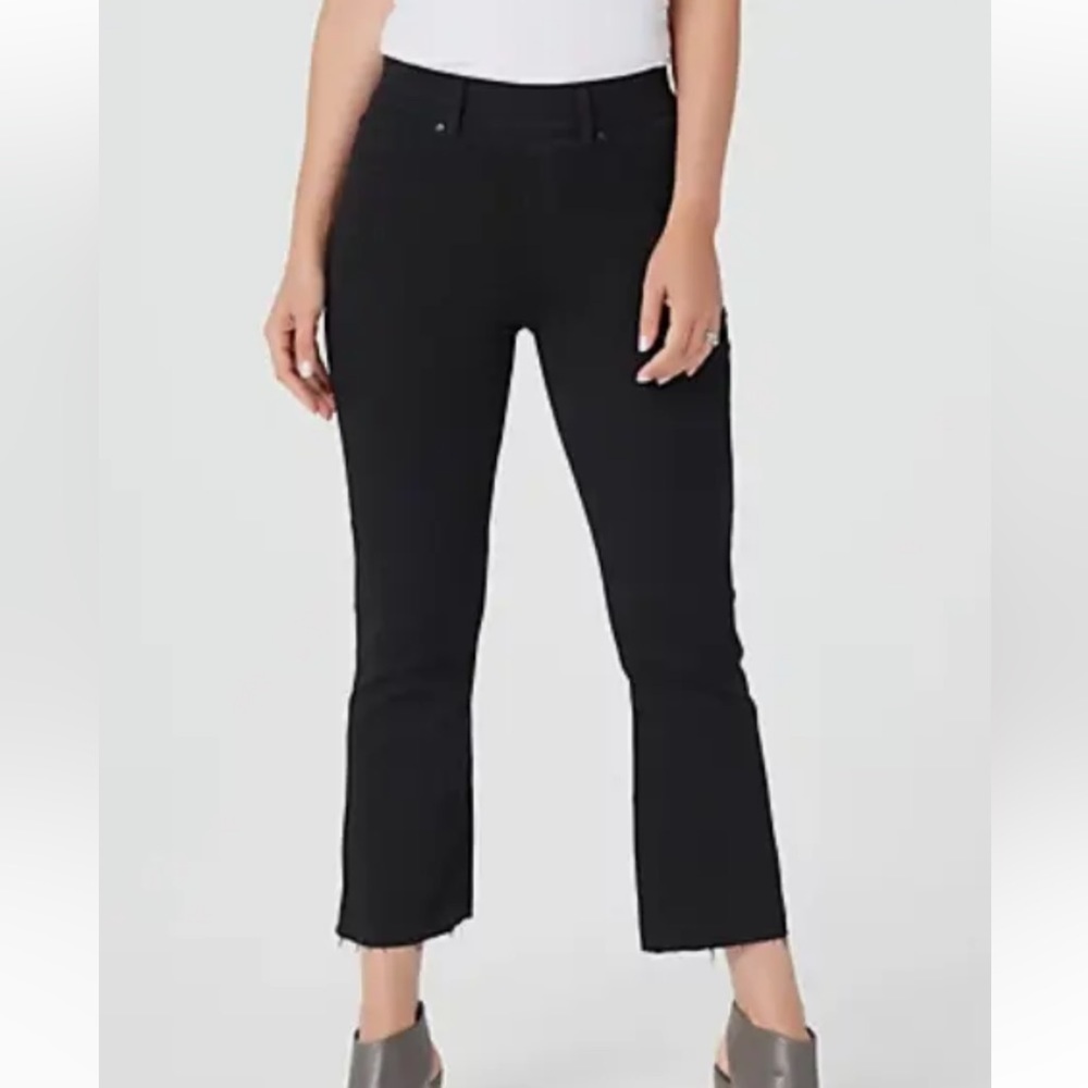 Spanx Cropped Flare Jeans in Washed Black, Size XS/TP